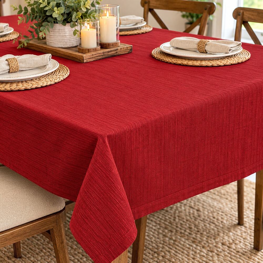Burnt Orange Fall Tablecloth Textured Autumn Dining Table Decor